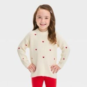 Cat & Jack Cream Sweater with Red Hearts